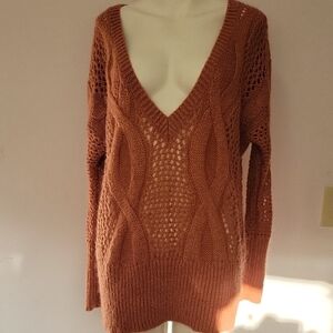 Women's Mohair Blend Sweater - Rust Pink